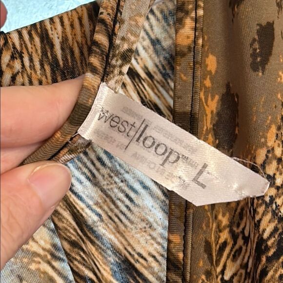 West Loop Women’s Brown Snake Print V-Neck Short Sleeve Maxi Dress Size Large - Picture 5 of 7